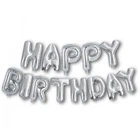 Кульки літери фольговані HAPPY BIRTHDAY напис СРІБЛО 13шт (4830)