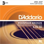 Струны DAddario EJ15-3D Phosphor Bronze 10-47 Extra Light (3-pack)