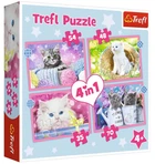 Пазли Trefl 4 в 1 - Веселі котики, 35,48,54,70 елементів (34396)
