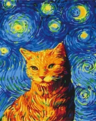 Картина по номерам Кот в звездную ночь (BS35619) Brushme 40x50 см