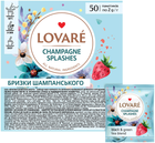 Бленд чорного та зеленого чаю з полуницею та пелюстками квітів Lovare "Бризки шампанського" 50 пакетиків в індивідуальних конвертах (4820097816232)