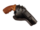 Кобура Револьвер 4 оперативная поясная скрытого внутрибрючного ношения не формованная с клипсой (кожа, чёрная) - изображение 4