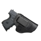Внутрішньобрюкова шкіряна поясна кобура Kosibate для Glock 19 17 22 чорна (H87) - зображення 1