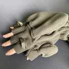 Зимові флісові рукавички-рукавиці тактичні з відкидним верхом без пальців Zepma оливкові АН-1726 розмір L - зображення 5