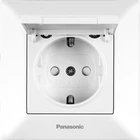 Розетка Panasonic Arkedia Slim с заземлением, с защитными шторками, с крышкой Белая (WNTC02102WH-UA)