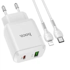 Сетевое зарядное устройство HOCO N5 |1USB/1Type-C PD20W/QC3.0, 3A| адаптер с Lightning кабелем и быстрой зарядкой White (N5LW)