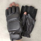 Мужские тактические кожаные перчатки для военных (спецназ) без пальцев без подкладки GlovesUA мод.312 р.8 черные - изображение 1