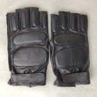 Чоловічі шкіряні тактичні рукавички для військових (спецназ) без пальців без підкладки GlovesUA мод.312 р.9,5 чорні - зображення 3