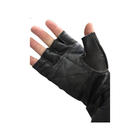 Рукавички без пальців, тактичні рукавички без пальців зі шкіри (пара), колір чорний - зображення 4