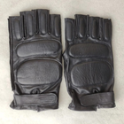 Мужские тактические кожаные перчатки для военных (спецназ) без пальцев без подкладки GlovesUA мод.312 р.9,5 черные - изображение 3