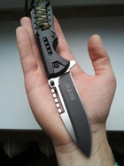 Нож тактический, складной нож карманный для рыблки, охоты, Bounce TO-8344, черный - изображение 5