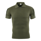Тактическая футболка с коротким рукавом Lesko A416 Green XXL мужская на змейке с карманами камуфляжная - изображение 3
