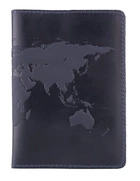 Кожаная обложка на паспорт HiArt PC-01 Shabby Ink World Map Синий