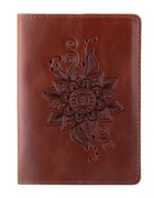 Обложка-органайзер для документов из кожи HiArt AD-01 Mehendi Classic коньячная Коньячный