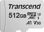 Карта памяти Transcend 300S microSDXC 512GB C10 UHS-I U3 + SD адаптер (TS512GUSD300S-A)