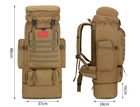 Тактичний туристичний міський рюкзак з системою M. O. L. L. E розсувний на 70л - 85л TacticBag Кайот - зображення 8