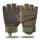 Перчатки тактические штурмовые (велоперчатки, мотоперчатки) BattleWolf беспалые Green р.L - изображение 1