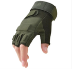Перчатки тактические штурмовые (велоперчатки, мотоперчатки) BattleWolf беспалые Green р.XL - изображение 6