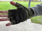 Тактические беспалые перчатки цвет хаки с двумя фиксаторами - зображення 6