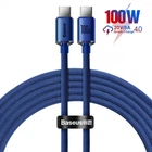 USB кабель Type-C на Type-C для iPad/Android/ПК/MacBook Baseus Crystal Shine Series (100W, 2m). Blue