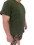 Чоловіча футболка стрейчева без принта XL темний хакі - зображення 2