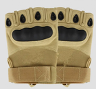 Перчатки тактические Combat без пальцев, с кастеткой, бежевые, размер М - изображение 5