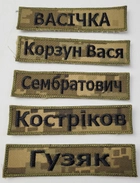 Шеврон іменний, позивні та інші написи на липучці на замовлення. на пікселі чорними нитками. розмір 3×12 см - зображення 1