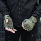 Тактичні військові рукавички без пальців (розмір XL) Колір - Хакі - зображення 3