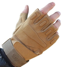 Тактичні військові рукавички без пальців (розмір L) Колір - Койот - зображення 2