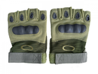 Тактичні рукавички військові із відкритими пальцями з кісточками колір олива розмір М 1 пара - зображення 2