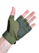 Тактичні рукавички військові із відкритими пальцями з кісточками колір олива розмір М 1 пара - зображення 3