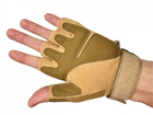 Тактические перчатки с открытыми пальцами военные с косточками цвет койот размер L 1 пара - изображение 3