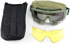 Тактичні захисні окуляри Xaegistac Airsoft Goggle's Green 3 змінні лінзи - изображение 4