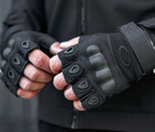 Перчатки UA Перчатки тактические военные беспалые черные без пальцев - изображение 2