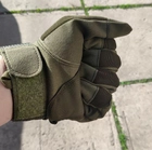 Перчатки тактические Combat-1; XL (22-24см); Полнопалые; Оливковые. Штурмовые перчатки Комбат ХЛ. - изображение 9