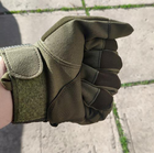 Перчатки тактические Combat-1; M (18-20см); Полнопалые; Оливковые. Штурмовые перчатки Комбат М. - изображение 10