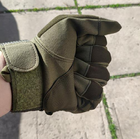 Перчатки тактические Combat-1; XXL (24-26см); Полнопалые; Оливковые. Штурмовые перчатки Комбат ХХЛ. - изображение 10