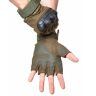 Тактичні, штурмові безпалі рукавички (велоперчатки, мотоперчатки) TG-04 Green XL - зображення 3