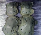 Тактичні захисні наколінники та налокітники 4 шт. із удароміцного пластику FH 77 (Зелений) - зображення 5
