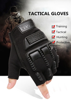 Штурмовые тактические перчатки без пальцев (универсальный размер) Черный - изображение 5
