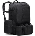 Тактичний Штурмової Військовий Рюкзак з підсумкими на 50-60 літрів чорний TacticBag (st2801) - зображення 1
