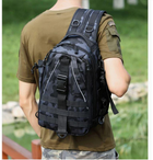 Сумка-рюкзак тактическая, черный камуфляж - изображение 9