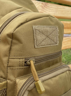Сумка-рюкзак тактическая однолямочная через плечо Tactic Backpack Бежевый (TB-11024) - изображение 10