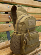 Сумка-рюкзак тактическая однолямочная через плечо Tactic Backpack Бежевый (TB-11024) - изображение 11