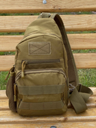 Сумка-рюкзак тактическая однолямочная через плечо Tactic Backpack Бежевый (TB-11024) - изображение 12