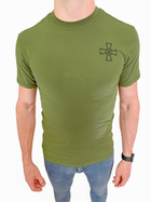 Футболка ЗСУ с крестом , летняя военная футболка Олива мужская , тактическая футболка военнослужащих ВСУ Размер 2XL (54)