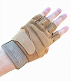 Перчатки тактические без пальцев COMBAT размер XL летние песочные армейские штурмовые со вставками - изображение 2