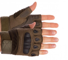 Перчатки тактические без пальцев COMBAT размер L армейские цвет хаки штурмовые с защитными вставками летние - изображение 5