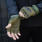 Тактичні рукавички, безпалі, з накладкою, хакі L - зображення 4