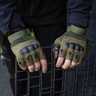 Тактичні рукавички, безпалі, з накладкою, хакі L - зображення 6